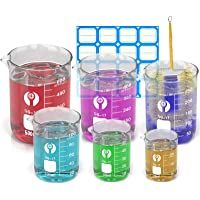 Wandefol 6pcs Vaso Cristal de Laboratorio- Vaso de Vídrio Graduado- Vaso Medidor Borosilicato 25 50 100 250 400 600ml…